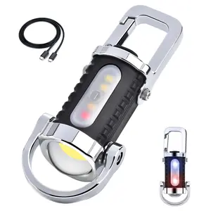 1PC Keychain Flashlight (3 in 1), Portable Rechargeable Bright Keychain Flashlight, Cob Keychain Work Light with 7 Light Modes, 1500 Lumens Mini Keychain Lights for Emergencies