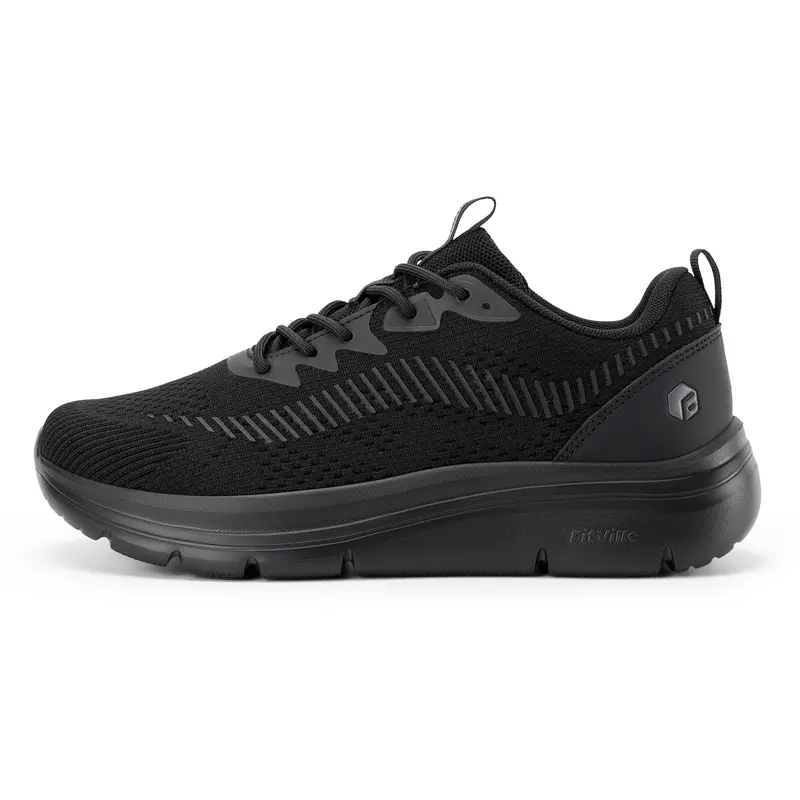 FitVille Men's 4E Extra Wide Orthotic Casual Trainers - Round Toe, Lace-Up Mesh Knit Cloud Wanderer V20, High Rebound Midsole, Bouncy EVA Step, Arch Support, Breathable Lightweight Footwear for Plantar Fasciitis Walking, Daily Wear, Father's Day Gift, Ext