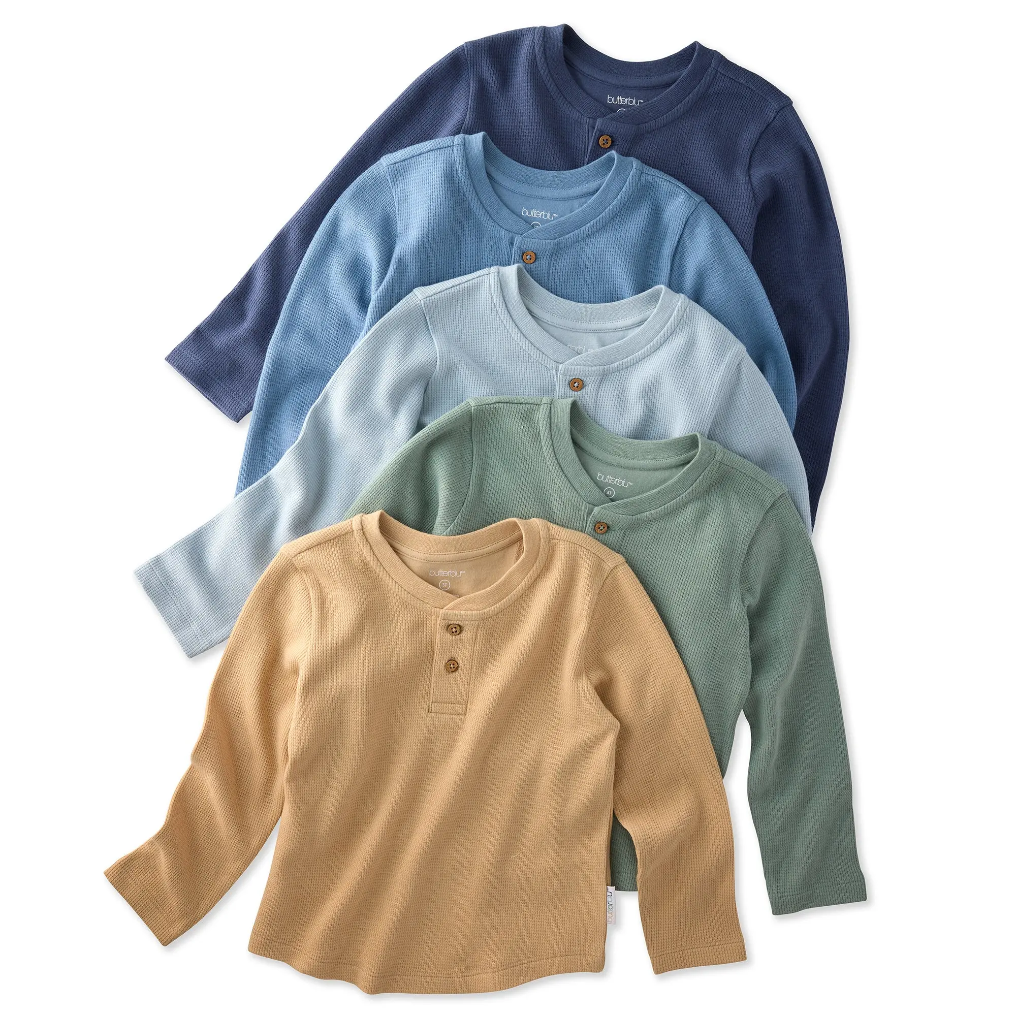 PAYTON 5-Pack Toddler Long Sleeve Thermal Henley Shirts