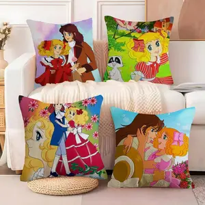 Anime C-Candy Candy Pillow Case Double-Sided Printed Soft Short Plush Sofa Cushion Covers | Polyester & Breathable, Invisible Zipper, Mite-Resistant, Durable | Ideal for Sofa, Bedroom, Car & Kids Gift