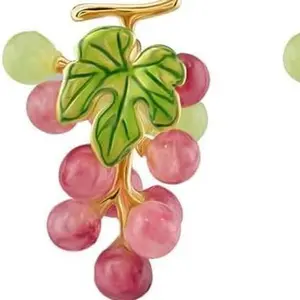 Purple Grape Earrings for Women | Hand Painted Enamel Fruit Stud Earrings with 925 Sterling Silver Posts