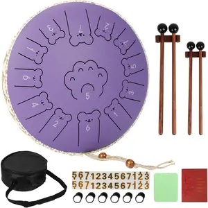 Bear Steel Tongue Drum 13 Inch 13 Note, Steel Drum with Mallets 2 Pairs, Carry Bag and  Book, Musical Instruments for Adults and , Hand Pan Drum C Major (Lavender )