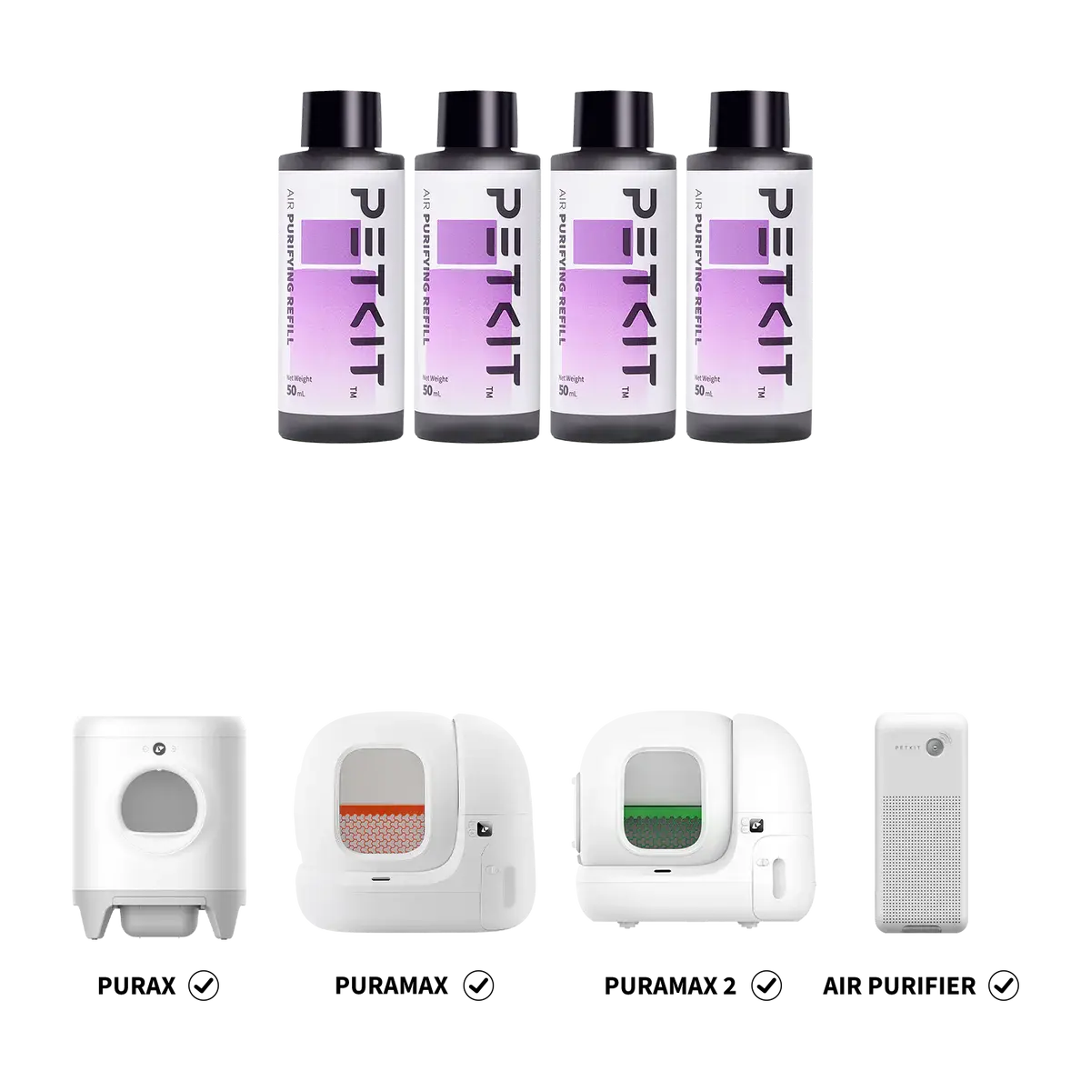 PETKIT Air Purifying Refills for PuraX PuraMax Self-Cleaning Cat Llitter Box, Replaced Odor Removers Refills (4 bottles) for Automatic Cat Litter Box