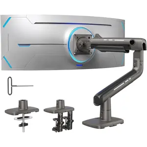 TitanLift Heavy Duty  Arm for Screens up to 49", Holds 44 lbs,  Ultrawide Screen  Mount, Fully Adjustable Single Gaming Desk Mount with Dual C-Clamp, Max VESA 100x100mm
