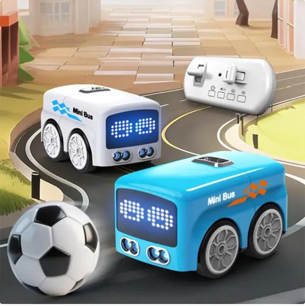 Remote Control Mini Bus Toy, RC-Controlled Model Car with Auto Expressions, 4 Play Modes, Ideal Gift for Children, Remote Control Car