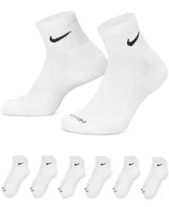 Nike Men's Everyday Plus White Ankle Socks Size Large 6 Pack