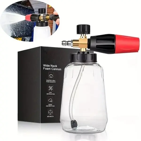 1/4" Snow Foam Washer Gun Car Wash Soap Lance Cannon Spray Pressure Jet Bottle