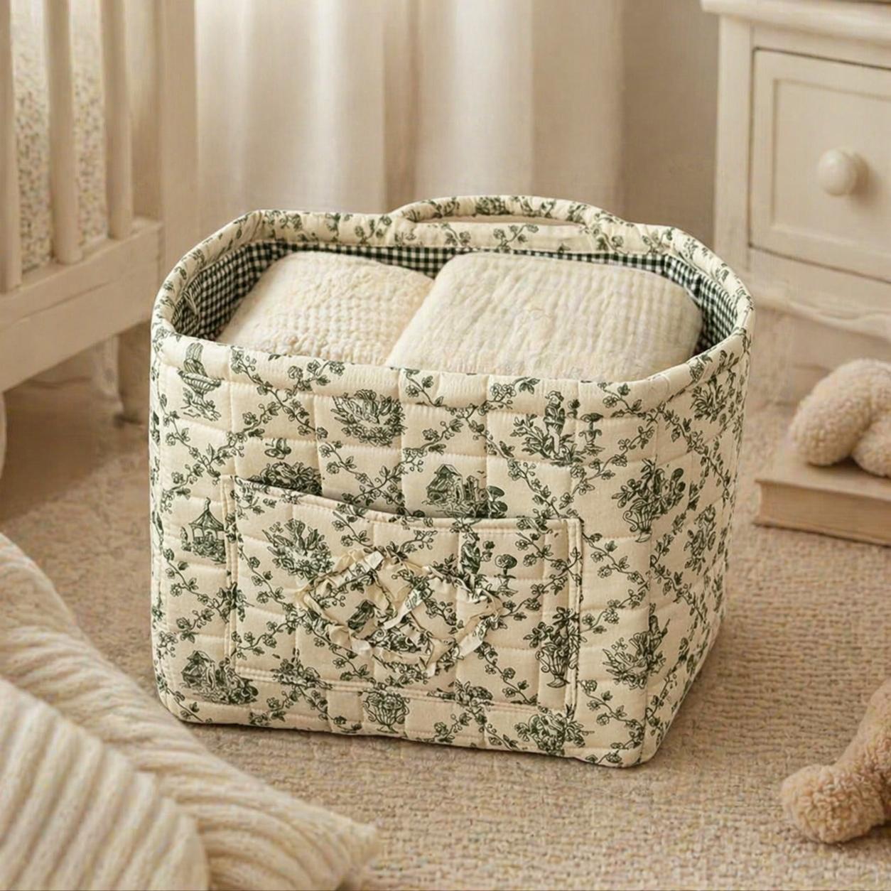 Car Storage Basket Organizer - Folding Home Organizer Storage Basket, Cute Car Interior Accessory with Durable Space-Saving Multi-Purpose Design, Soft Washable Easy-to-Clean Charming Floral Decoration, Car Interior Accessories