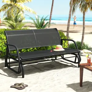 Murago: 2/3 Person Outdoor Glider Bench, Patio  Swing Rocking Chair Loveseat with Powder Coated Steel Frame for Backyard, Garden, Porch, furniture