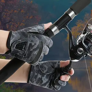 Unisex Lure Fishing Gloves, Three-Finger Ice Silk UV Protection, Breathable Quick-Dry Anti-Slip, Durable Half Finger Gloves for Summer, Fishing Accessories