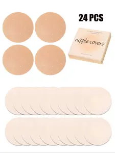 24 pieces of ultra-thin Nipple Covers for women, invisible and seamless breast pads, strapless bras, reusable adhesive bras, suitable for wedding gowns, formal dresses, and bikinis.