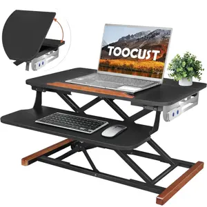 Toocust 26 Inch Electric Standing Desk Converter, Motorized Sit to Stand Desk Riser with Keyboard Tray,    Computer Monitor Riser with Adjustable Tabletop, Laptop Workstation for Home Office Foldable