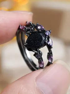 Elegant Vine Gothic Style Women's Ring Set, High-End Versatile Jewelry for Ladies and Girls, Stylish Water Drop Design