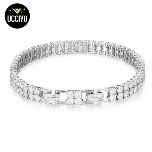 【#B117】Synthetic Moissanite Tennis Bracelet for Women Adjustable Multi-Row Lab Grown  Tennis Bracelet 8.8-10.4 Carats