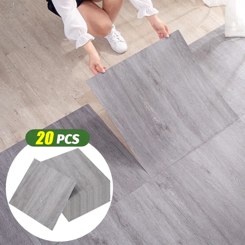 PVC Self-Adhesive Floor Tiles, Peel and Stick Tiles, Waterproof PVC Material, 20pcs Decorative Wall Stickers, 30cmx30cm, Waterproof Fireproof DIY, Tile Wallpaper, Wood Grain Pattern Wallpaper, Easy Installation, Flooring