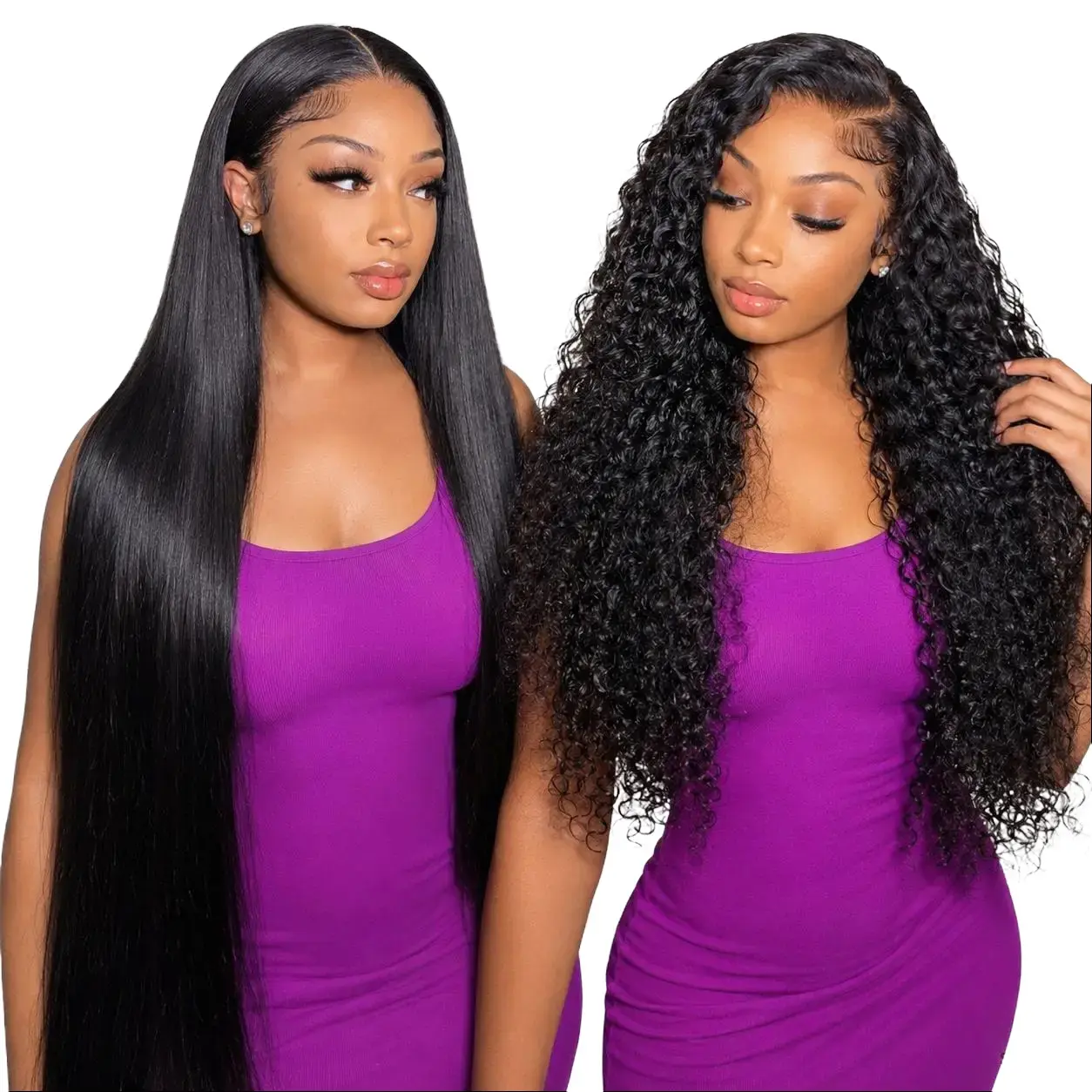 STLDORY Natural Black Deep Wave 13×4 HD Lace Front Human Hair Wig 30 Inch Pre Plucked Natural Hairline Baby Hair Curly Lace Wig for Women Daily Wear
