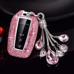 Fashion Luxury Women's Sparkling Rhinestone for Toyota Car Key fob Cover Chain Prius Camry Corolla CHR RAV4 Land Cruiser Highlander Avalon GT86 Smart 2017-2024 3 4-Button