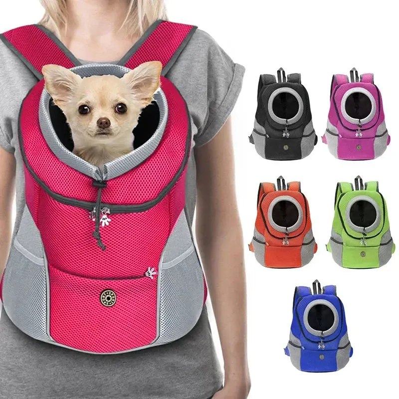 Adjustable Breathable Dog Carrier Backpack, 1-15kg Chest Carry Front-Pack with Reflective Design for Hiking, Hiking Safe