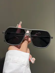 Men's Fashion Full Frame Glasses with Coated Lenses, Classic Dual Bridge Design, Retro Style Eyewear for All Seasons