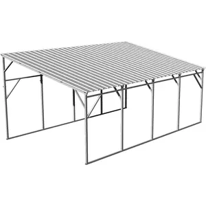 12x20 ft Lean-to Metal Carport, Vertical Roof Wall-Mounted Car Port with 11.5° Slope, Heavy-Duty 19-Ga. Steel Frame, 107" to 78" Height Clearance for SUV & Pickup