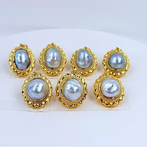 Elegant Baroque South Sea Pearl Clip-On Pendant - Custom Gold-Plated Setting with Elegant Design