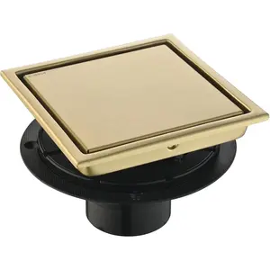 6-Inch Square Shower Drain, Brushed  Floor Drain with Flange, 304 Stainless Steel Bathroom 2-in-1 Tile Drain