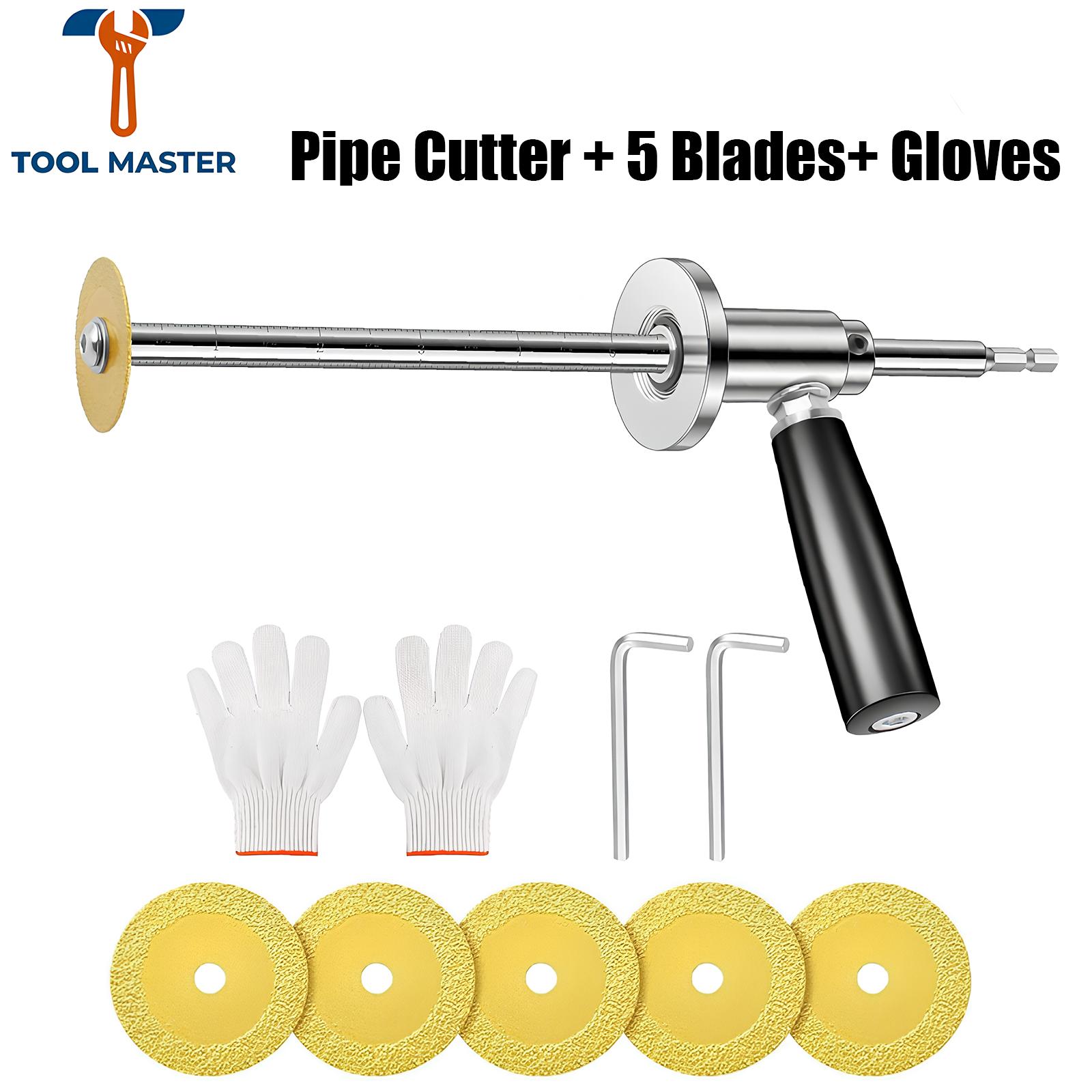 PVC Pipe Inside Cutter Diamond Grit Wheel for 1‑1/2 to 8 Inch Plumbing Pipe Cutting Tool Adjustable Cutting Depth 7 Inch 1 4 Hex Shank Compatible with Impact Drivers and Drills DIY Home Repair Pipe Tool removal