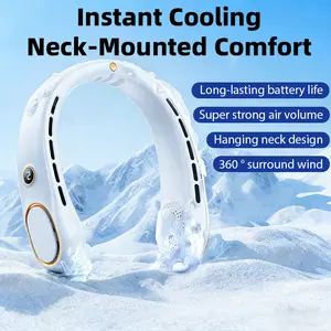 Portable Neck Fan, Hands Free Bladeless Fan, 5 Speeds, 3000 mAh Battery Operated Wearable Personal Fan, Twistable, Rechargeable