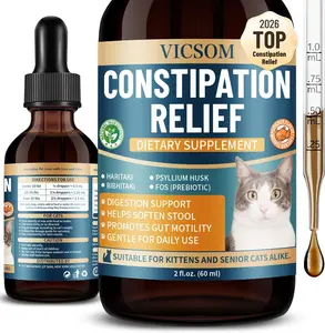 Cat Constipation Relief for Cats, Natural Cat Laxative Constipation Relief for Cats Soften Stool, Promotes Digestive Health, Cat Herbal Supplements, Chicken Flavor, 60 Ml/2 Fl Oz