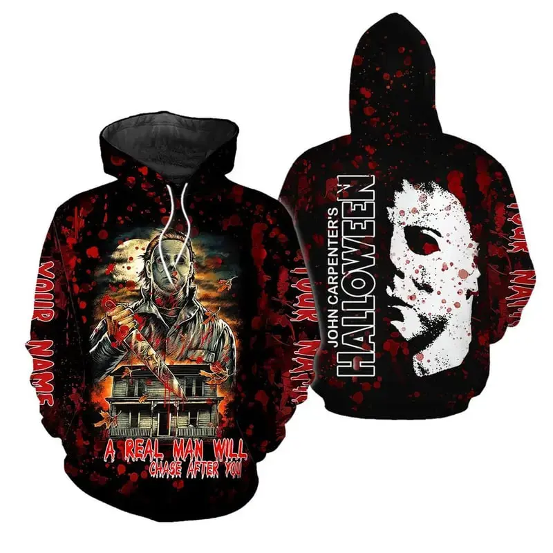 Personalized Michael Myers Hoodie, Custom Halloween 3D Hoodie