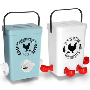 Chicken Feeder and Chicken Waterer Set (3 Gallon/26 Pounds) - Hanging Automatic Chicken Feeder No Waste - Chicken Coop Accessories - Poultry Waterer poultry waterer port poultry feeder Feeding Outdoor