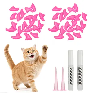 PETAXCELL Cat Nail Caps, Cat Claw Covers with Adhesive Glue and Applicators, Kitten Claw Caps Soft Paws, (40pcs, M, Rose Red), Intended for Pet Tips /  Nail Covers / Control Paws
