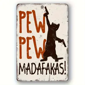 [Cat Warning Sign] 1pc Cat Humorous Warning Aluminum Sign 8*12 Inch - Fun Wall Decor for Home, Great for Cat Lovers
