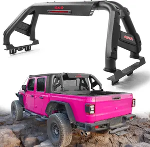 MONOKING Roll Bar with Chase Rack Sport Bar for Full-Size Truck, Adjustable 57"-65" Dual Tube with LED Brake Light for F150 Raptor Lightning Silverado GMC Sierra Ram Tundra Titan