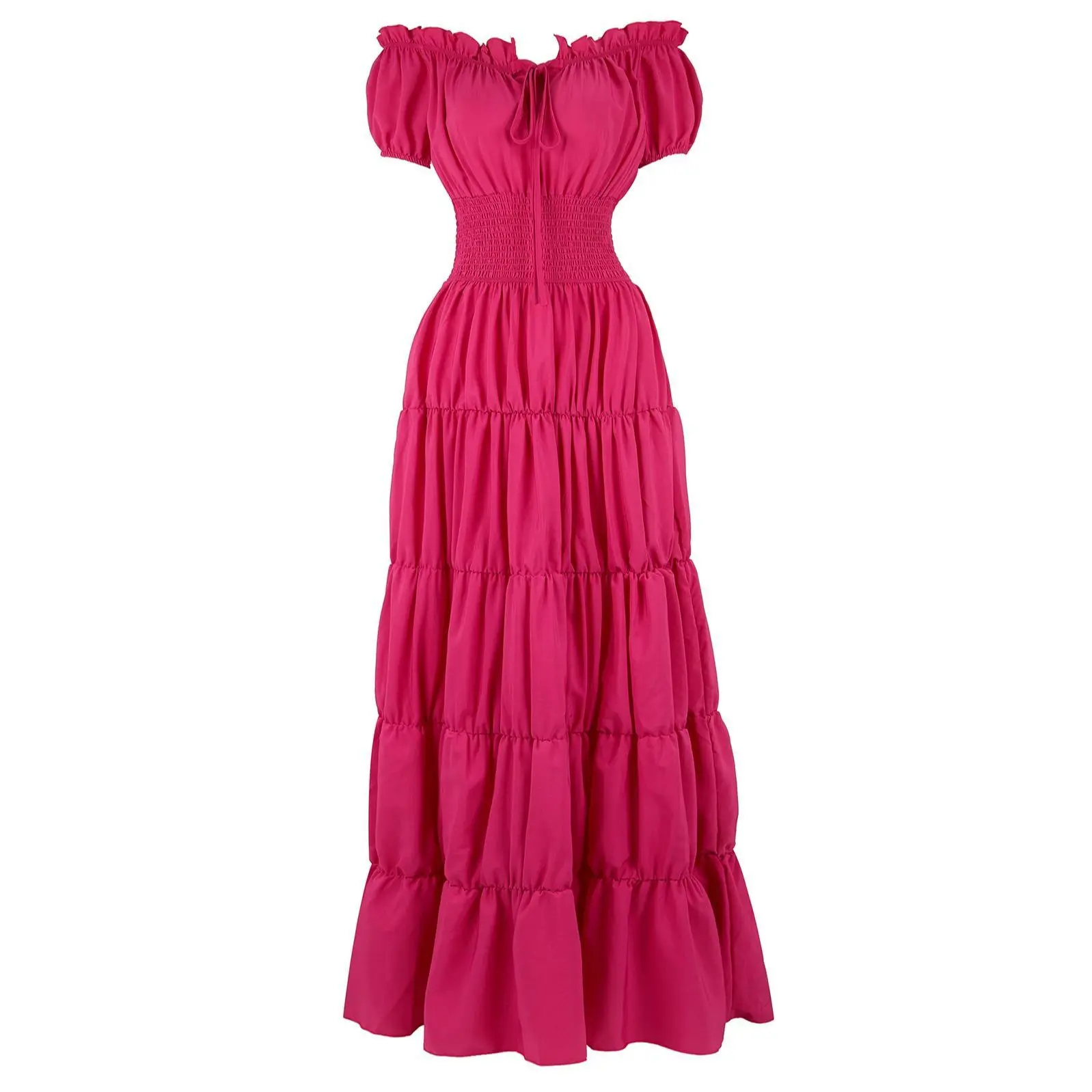 knee length dresses for ladies RUFFLE NECK SLEEVELESS PEASANT MAXI – Maggy London