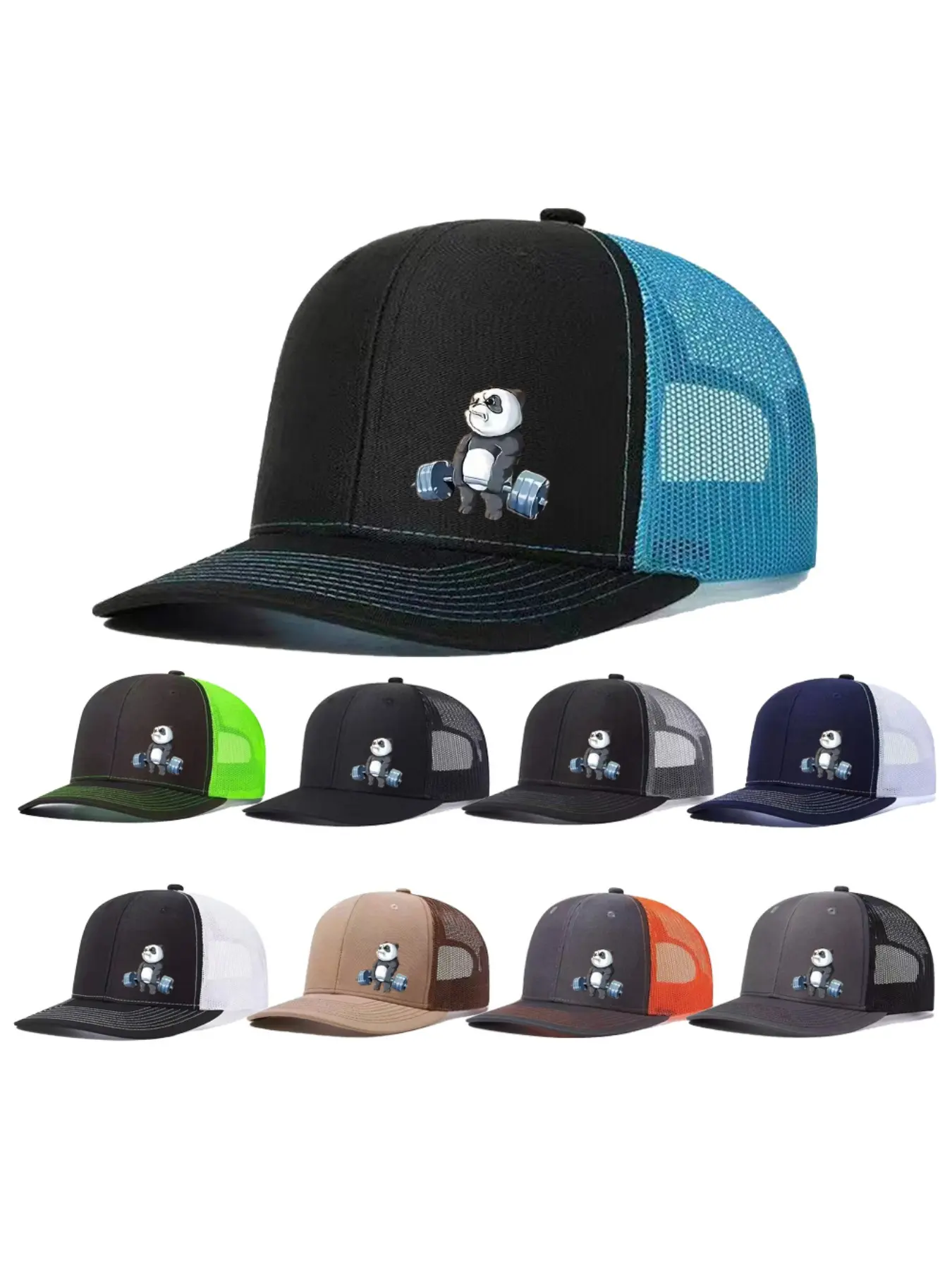 Unisex Baseball Cap with Funny Fitness Panda Design, Adjustable Trucker Style for Men & Women, Ideal for Casual Outdoors, Funny Golf Cap, Snapback Hat Cap, Funny Trucker Hats