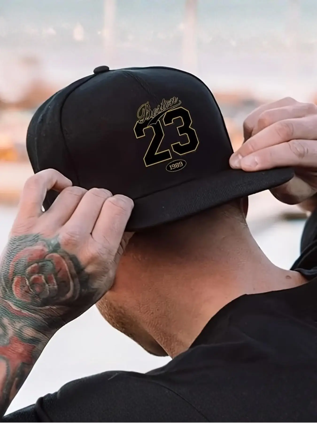 Boston 23 Pattern Baseball Hat, Premium Snapback Hat, Street Fashion Outdoor Sports Cap, Adjustable Loose-Fit Hat, Perfect Gift for All Seasons