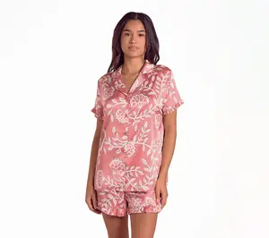 iCollection Floral Satin Notch Collar PJ Set