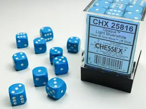 Opaque (Light Blue/White) Chessex Brand 12mm D6 Dice Set 36ct.