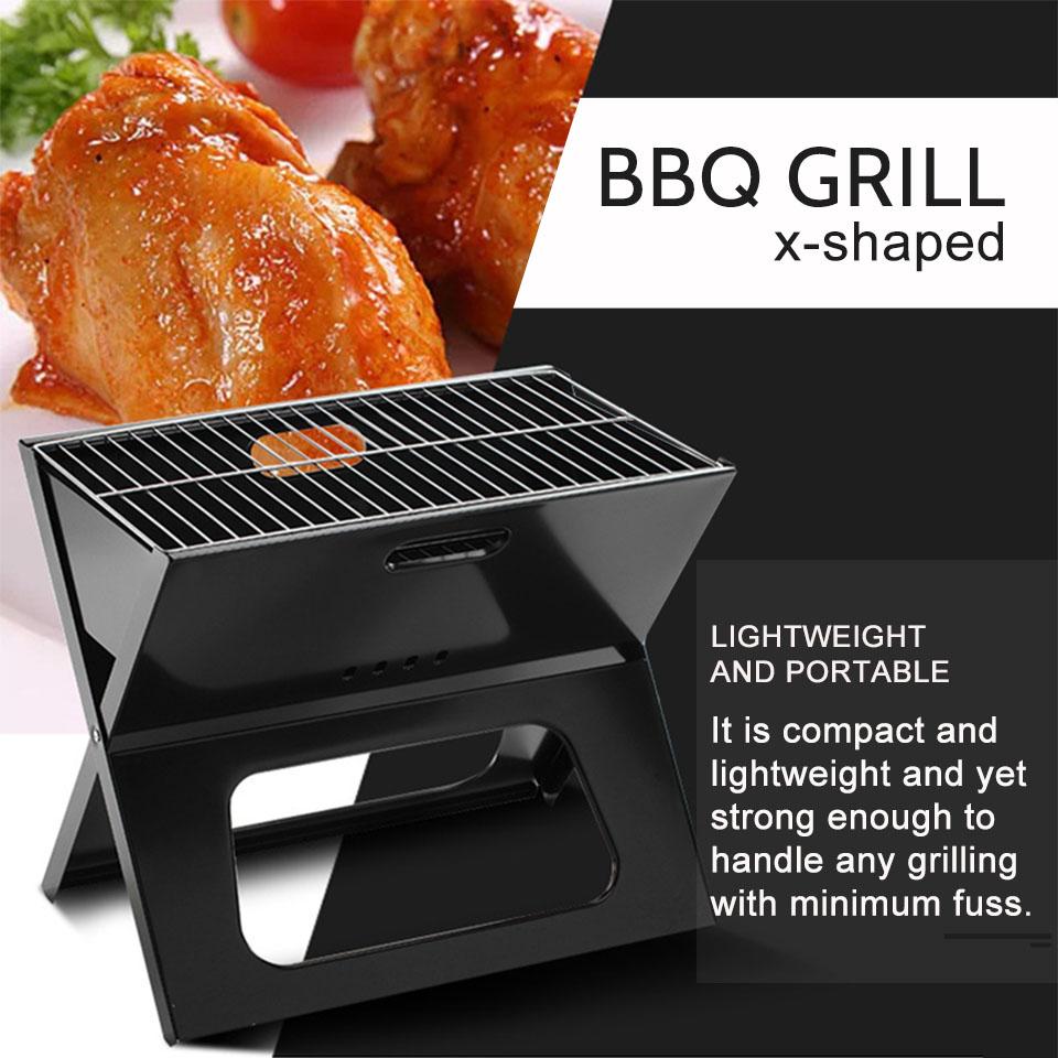 Portable Barbecue Grill Foldable BBQ Grill Outdoor Charcoal BBQ Grill Camping Picnic Barbecue Accessories BBQ Tools