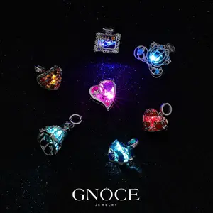 Gnoce Wireless LED S925 Glow Charms/Pendants Diverse Designs for Necklace/Bracelet Ideal Jewelry for Women on Special Occasions Versatile and Festive