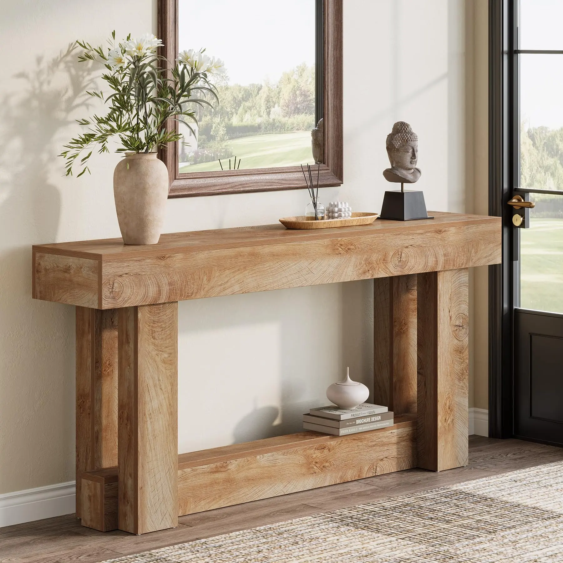 Tribesigns 63-Inch Wood Console Table for Living Room and Entryway, 2-Tier Farmhouse Design Tribesigns 63-Inch Wood Console Table for Living Room and Entryway, 2-Tier Farmhouse Design