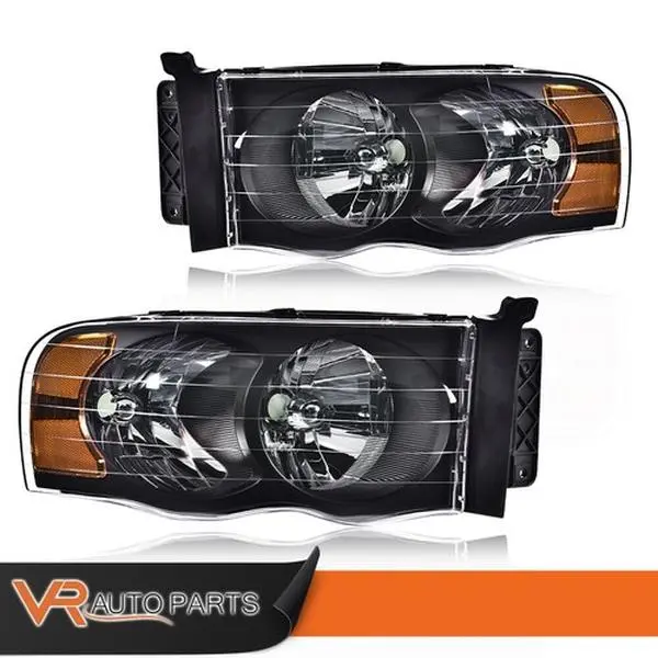 Black 9007 High-Low Beam Weather Resistant Car Headlights, Fit For 2002-2005 Dodge Ram 1500, 2500, 3500 Headlamps