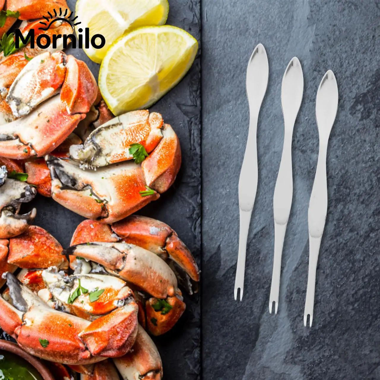 Stainless Steel Seafood & Crab Fork Set – Long-Handled Picks and Tools for Crab, Lobster, Shellfish, Oysters, and Shrimp; Ideal for Outdoor Camping, Picnics, and BBQ Seafood; Reusable Kitchen Gadgets and RV Camping Essentials