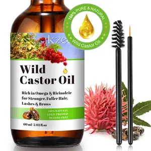 Wild Castor Oil, Cold Pressed Castor Oil for Skin, Hair, Eyelashes and Eyebrows, Hair Care & Styling Product for Men & Women