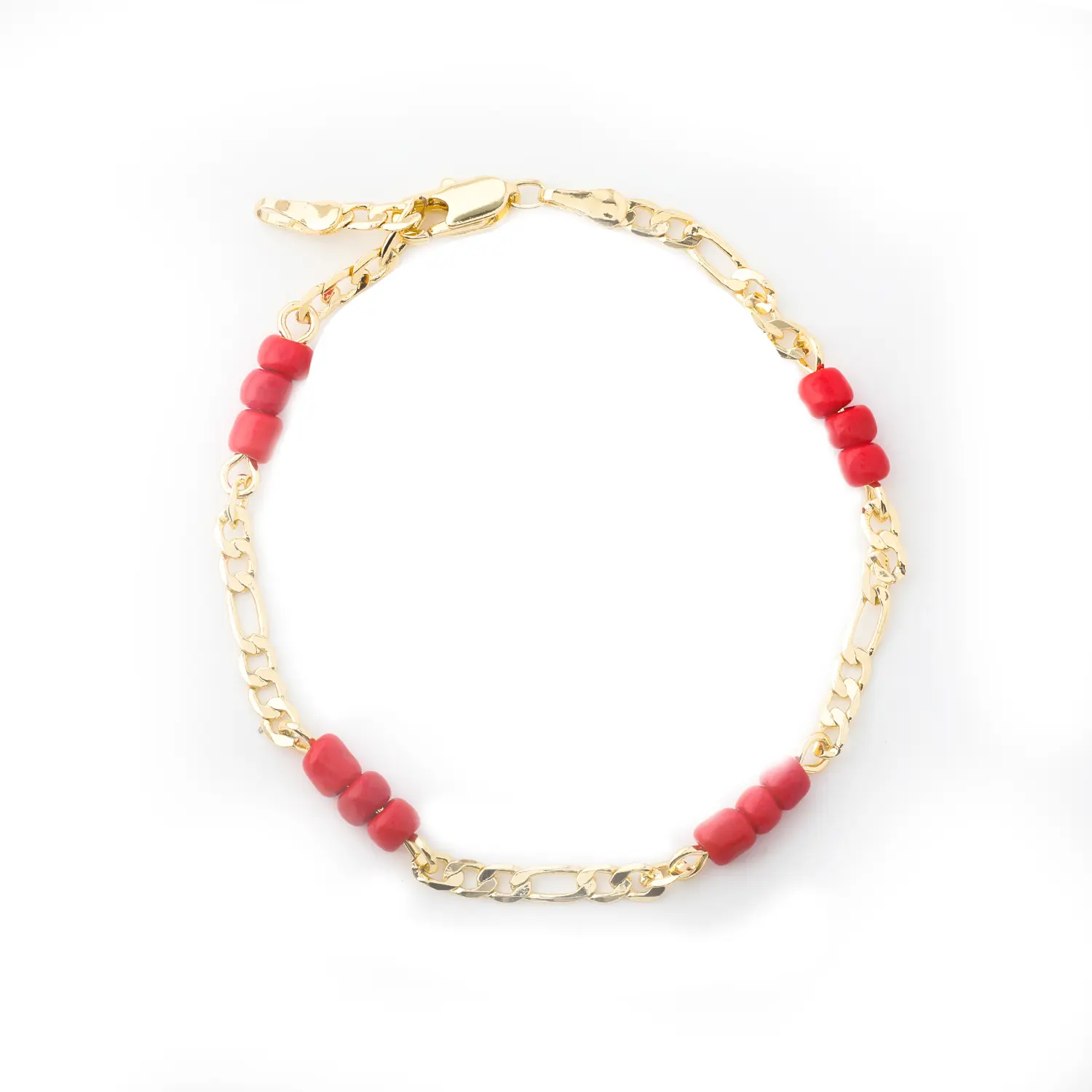 Trendytry Luxury 14K Gold Plated Bracelet for Mom & Child Eco Copper Red Agate Beads Hypoallergenic Durable EU Tested Parent-Child Matching Jewelry