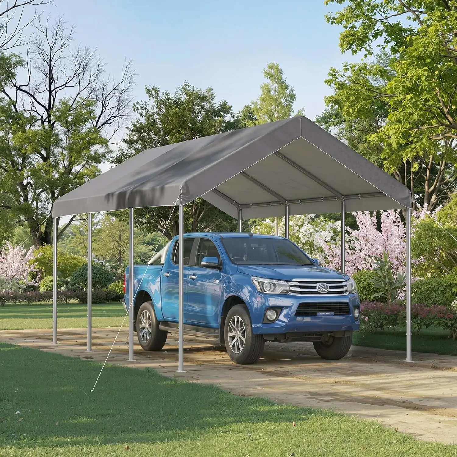 Jolydale Carport Heavy Duty Car Canopy, Adjustable HeightPotable Car Canopy for Cars, Boats, Trucks, Outdoor CarportShelter Portable Garage with Reinforced Frame,