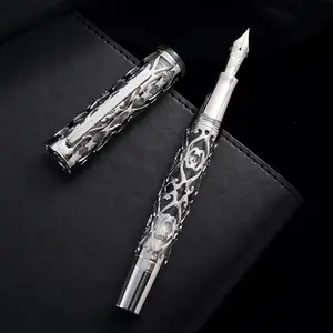 D1  Fountain Pen Fine Nib, Hollow Skeleton &  with Metal Case Set ()