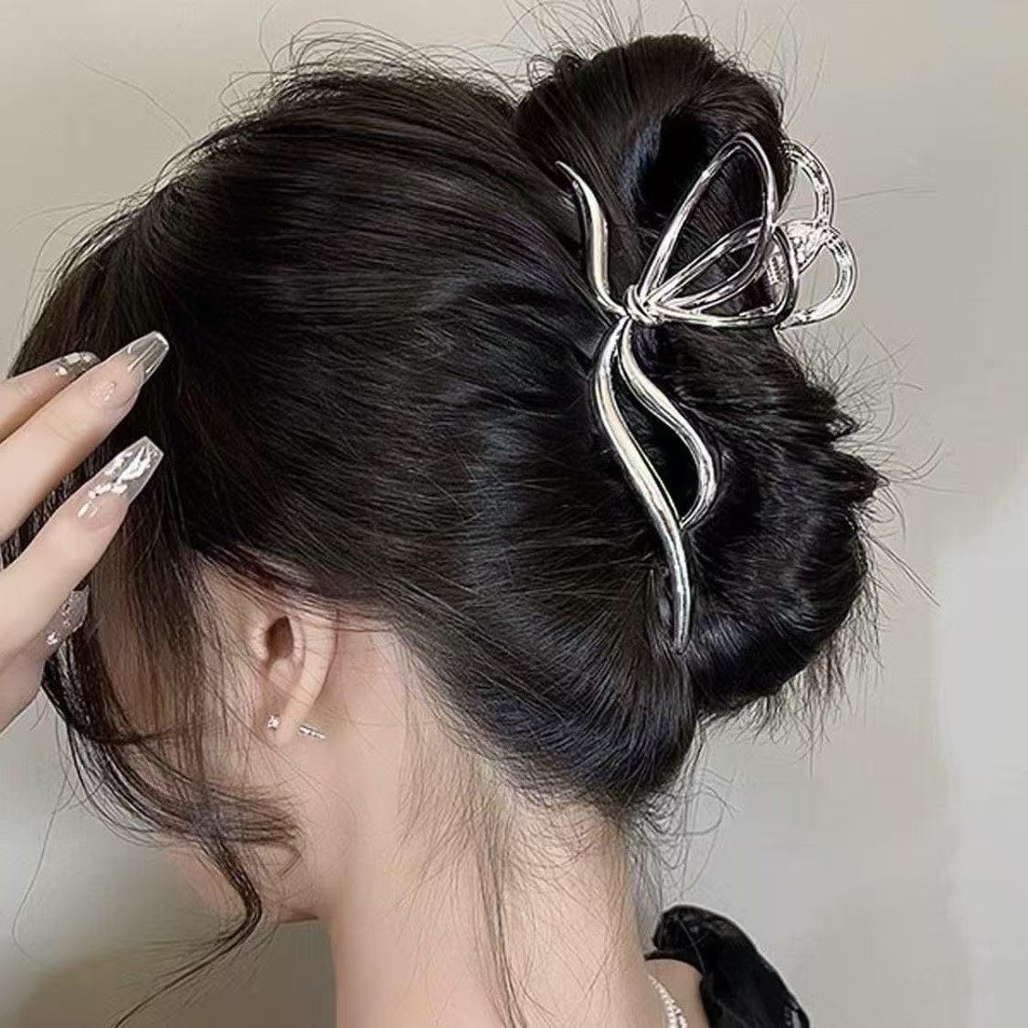 Buy 59$ Get 1 Free Random! Y2K Metal Hair Claw Clips Blind Box, Random Mix Style (Fairy/Spider/Heart/Bow), Silver Gold Punk Hair Clips for Women, Strong Hold Shark Clips Accessories