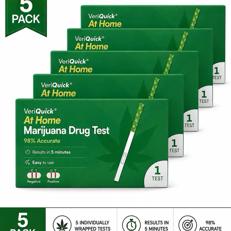 VeriQuick At Home Marijuana Drug Test, 5 Pack, Urine Test Strips, 5-Minute Results